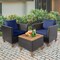 Costway 3PCS Patio Wicker Rattan Sofa Set Furniture Outdoor Acacia Wood Conversation